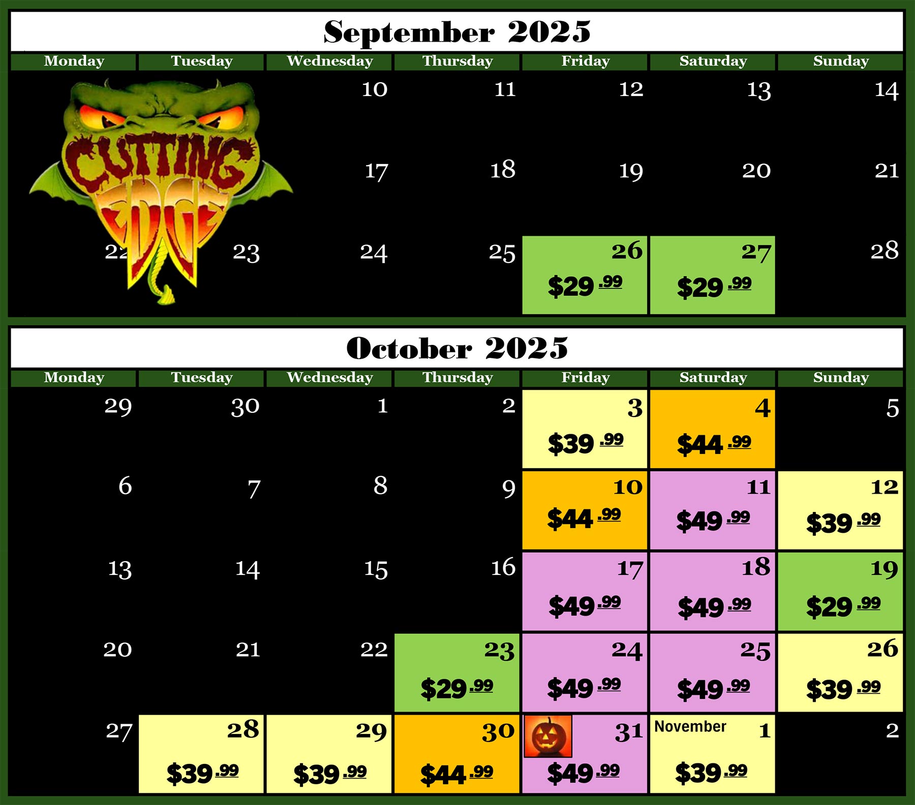 Click for showtimes! CUTTING EDGE HAUNTED HOUSE in Ft. Worth, Texas OPEN DATES for Halloween 2025!